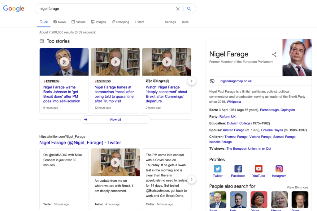 Nigel Farage hijacked website
